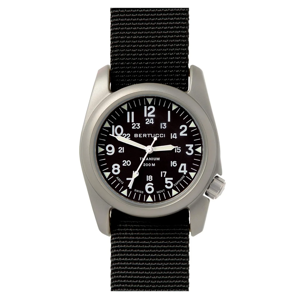 Bertucci A-2T Vintage Field Watch — Black Nylon Band