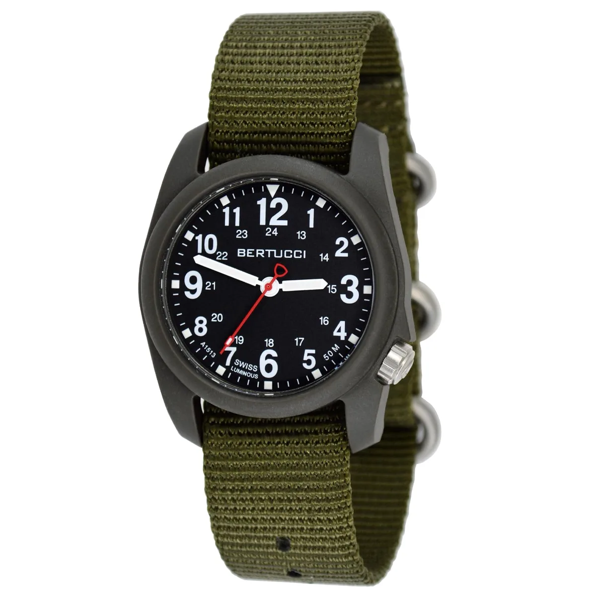 Bertucci DX3 Field Watch — Black Dial, Defender Olive